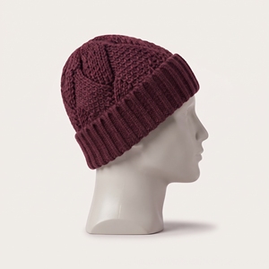 Gorro Unisex de Punto Trenzado Color Granate, Gorro de Invierno de Color Sólido, 100% Acrílico, Estilo Casual para Adultos, Medida por Circunferencia de Cabeza - Product Image 4