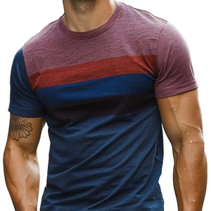 Verano Casual cuello redondo manga corta Camiseta suelta Vintage transpirable camisetas pulóveres moda raya 3D impreso camisetas para hombres - Product Image 2