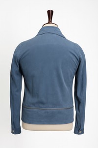<b>Men</b> Winter Vintage Goat Suede Sky <b>Blue</b> Motorcycle <b>Jacket</b> Inspired Stand Collar Front Casual Outerwear - Product Image 4