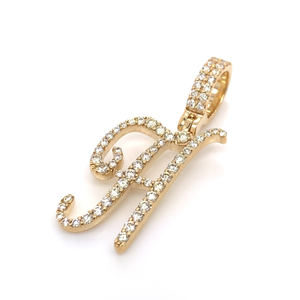 Personalizado inicial H letra plata esterlina moissanita amarillo chapado en oro Hip Hop colgante joyería de moda para hombres y mujeres - Product Image 1