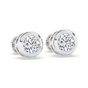 Boucles d'oreilles clous en or blanc et rose 10 carats avec diamants de laboratoire, bijoux élégants et tendance pour mariage, pour elle - Product Image 4