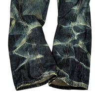 Fabricants de jeans sur mesure, réparation des déchirures, effet de friction PP, 100% coton, jeans évasés pour hommes