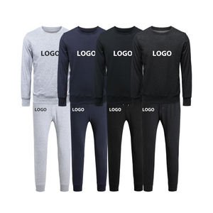 Ensemble survêtement de sport en coton pour homme, style streetwear, uni, 2 pièces, sweat-shirt à col rond, pantalon de jogging, OEM, hiver - Product Image 1