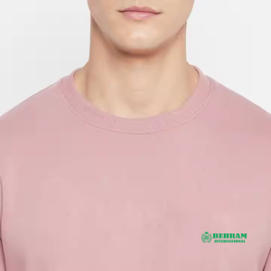 Sudadera rosa de cuello redondo para hombre, informal, con estampado de letras con logo verde, sudadera de invierno con bordado 3D para hombre - Product Image 5