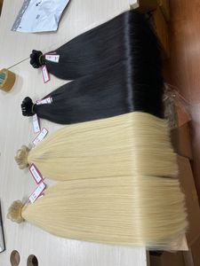 100% vierge brésilienne humaine Remy cheveux Machine Double trame faisceaux 100g/chaque naturel blond noir droit cuticules alignées Yaki - Product Image 2