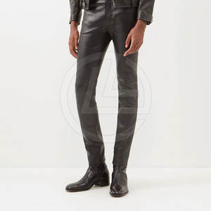 Leather <b>Jogger</b> Pants for Men with Mid Waist Straight Casual Lightweight Breathable Pants with Relaxed Fit and <b>Zip</b> <b>Pockets</b> - Product Image 2