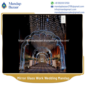 Premium Quality Modern Design Luxury Light Weight Wedding Decoration Supplies Beautiful <b>Mirror</b> Glass Work Mandap - Product Image 2