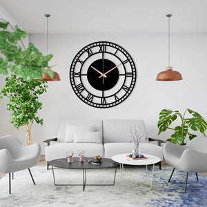 Reloj de pared redondo de Metal negro clásico, diseño moderno atemporal, pieza llamativa, perfecta para cualquier interior del hogar - Product Image 1