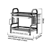 Égouttoir à vaisselle en métal à 3 niveaux, grand égouttoir à vaisselle, étagère de rangement, porte-ustensiles, organisateur d'accessoires pour comptoir de cuisine