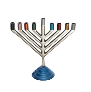 Décoration de maison de mariage écologique en métal faite à la main Éclairage de Noël Hanukah 9 branches Décoration de bougeoir Menorah de haute qualité - Product Image 4