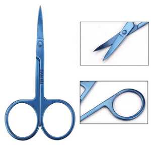 Ciseaux de beauté professionnels en acier inoxydable à prix d'usine, petits ciseaux à nez arrondi pour les sourcils, lame droite, pour droitiers - Product Image 4