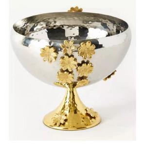 Belle fleur en aluminium bol de service martelé Design parfait pour salade fruits collations décor Accent Table bol prix de gros - Product Image 3