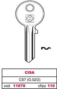 Chiave in Ottone Cs7 (g.Vac 2) Cisa - Product Image 1