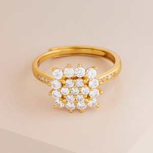 Bague pour femme en argent 925, 191168, tendance et élégante, plaqué or rhodié, incrustée de zircon de laboratoire, technologie griffe, motif fleur - Product Image 2