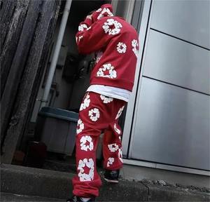 American Winter Couple Y2k con capucha 2 piezas Chándal Abrigos estampados + Pantalones con cordón Ropa deportiva de manga larga Trajes casuales de gran tamaño - Product Image 6