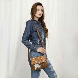 Western Bohemian Floral Tassel Cowhide Leather <b>Crossbody</b> Bag with Custom Color Eco-Friendly Autumn Design at Wholesale Price - Product Image 2