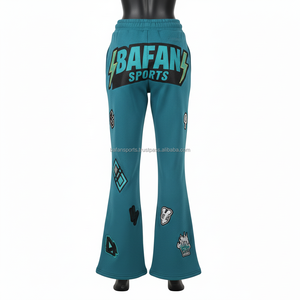 Pantalon évasé pour femme Premium 290 GSM Polyester Fleece Doux extensible Couleur sarcelle Logo transfert thermique Pantalon évasé personnalisé pour femme - Product Image 2