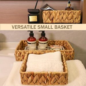 OEM ODM, lot de 3 paniers en jacinthe d'eau tissés à la main, solution de rangement d'organisation pour salle de bain, paniers en osier pour salle de bain - Product Image 4