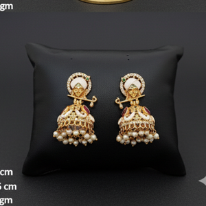 Exquisitos pendientes de templo de oro mate para mujer, joyería india tradicional, ideal para bodas, festivales y fiestas - Product Image 3