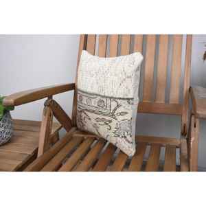 Diseño rústico 14x14 Beige Kilim Patchwork almohada de lana estilo de lujo Vintage patrón esponjoso con hoja de planta para uso en sofá de cocina - Product Image 3