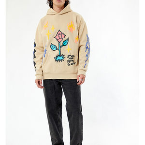 Diseño personalizado de lana de manga larga Puff impreso hombres sudaderas con capucha servicio OEM pulóver manga larga Puff estampado sudaderas con capucha para los hombres para la venta - Product Image 5