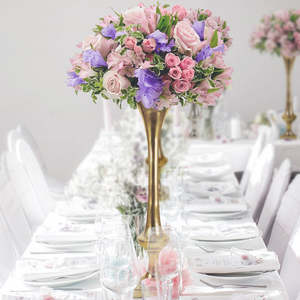 Set of 2 Handmade Metal <b>Vase</b> Silver Flower <b>Stand</b> for Tabletop Wedding Birthday Event Party Decorations Centerpieces - Product Image 3