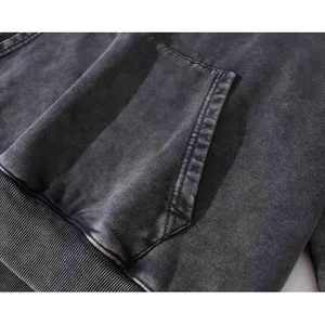 เสื้อมีฮู้ดแบบมีซิปสำหรับผู้ชายผ้าฝ้ายเฮฟวี่เวทสไตล์วินเทจสำหรับซักแบบโอเวอร์ไซส์ไซส์สีดำหินสำหรับฤดูหนาว - Product Image 5