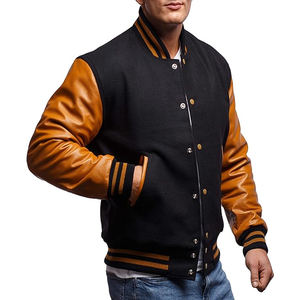 Chaqueta universitaria de manga de cuero para hombre de alta calidad personalizada chaqueta universitaria Letterman de béisbol de color de contraste personalizada para hombre - Product Image 3