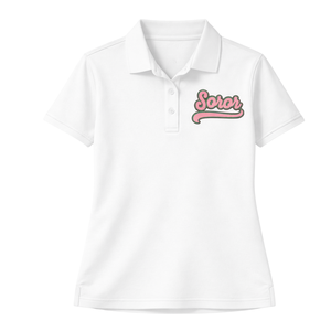 Camiseta Polo Blanca de Hermandad Griega para Mujer, Rosa y Verde, Estilo Universitario, Informal y Elegante - Product Image 3