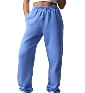 Pantalones de chándal personalizados de pierna recta para mujer, pantalones de chándal de tela suave al tacto de lana de felpa, pantalones y Pantalones de mujer con bolsillos laterales - Product Image 1