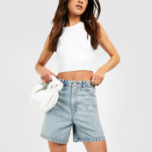 Nouveaux shorts de sport décontractés pour femmes en coton/spandex, lavage à l'acide, style biker, avec fermeture à boutons, séchage rapide et respirant - Product Image 3