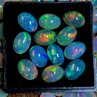 Opale blanche éthiopienne de qualité AA supérieure, naturelle, taille brillant, cabochon, authentique, en vrac, 5x7mm, 0,20-1 carat, avec jeu de couleurs/effet de feu, troisième niveau