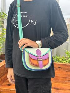 ขายดีกระเป๋าหนังทำมือกระเป๋าหนังรีไซเคิลกระเป๋าเงินหนังสีสันสดใสกระเป๋าสะพายข้างกระเป๋าถือผู้หญิงขนาดกลาง Sze - Product Image 5