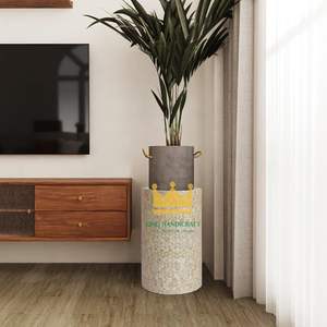 Table d'appoint ronde en incrustation de nacre faite à la main Table d'appoint en bois élégante pour meubles de maison de luxe - Product Image 6