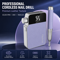 Outil professionnel de manucure et pédicure, perceuse à ongles sans fil 40000 tr/min, machine à poncer les ongles sans balais avec charge Type-C et écran LCD