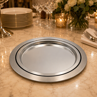 Plats de service en acier inoxydable pour barbecue, plateaux métalliques peu profonds pour la restauration, les KTV et les fêtes