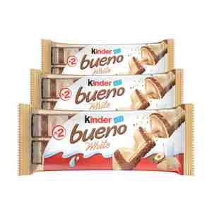 Vente en gros de barres de chocolat blanc Kinder Bueno, paquet de 3 - 39 g chacune, gaufrettes croustillantes avec garniture crémeuse à la noisette, approvisionnement en collations en gros - Product Image 4