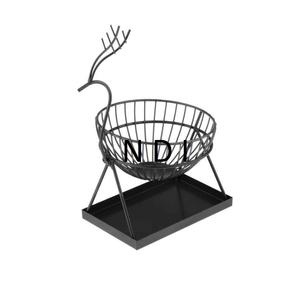 Cesta de Almacenamiento de Frutas y Verduras de Alambre Metálico con Diseño Exclusivo en Acabado de Recubrimiento en Polvo Negro en Forma Redondeada para Hoteles. - Product Image 3