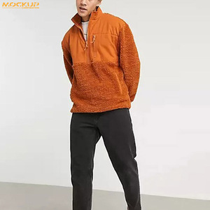 OEM High Quality Winter Quarter Zipper Custom Embroidery Logo Oversized <b>Men</b> <b>Fleece</b> <b>Sherpa</b> Pullover <b>Hoodies</b> - Product Image 6