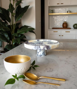 <b>White</b> Viola Marble <b>Cake</b> Display <b>Stand</b> Luxury <b>Cake</b> <b>Stand</b> Fruits Brownie Chocolate Candy Platter Round Dish Decorative Tray <b>Stand</b> - Product Image 5