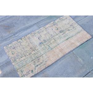 Vintage Turkish Small Rug 1.6x3.3 ft, <b>Brown</b> <b>Wool</b> Rug - Product Image 3