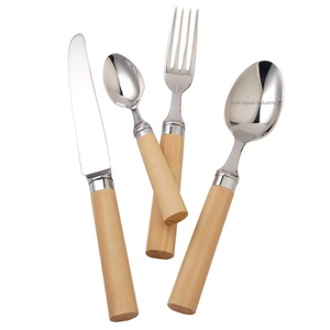 Nuevo juego de cubiertos de acero inoxidable con mango de madera, juego de cubiertos de aspecto plateado Vintage para el hogar, uso de vajilla de boda - Product Image 3