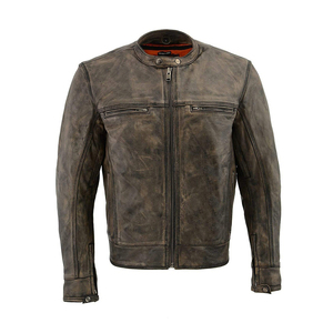 Veste de moto en cuir chaude d'hiver pour hommes, imprimée, coupe-vent de grande taille, équipement de protection pour l'équitation - Product Image 2