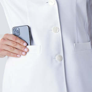 Bata Larga Blanca para Médico o Enfermera, Uniforme de Laboratorio, Diseño Ajustado, Ropa de Trabajo Limpia, Clásica, de Poliéster/Algodón, para Uso Hospitalario - Product Image 5