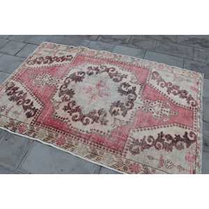 พรมวินเทจตุรกี ขนาด 4.3x6.7 ฟุต (132x205 ซม.) ลายตารางสีน้ำตาลแดง - Product Image 2