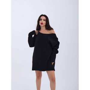 43221 Pull ample en tricot noir à dos en V, style décontracté - Product Image 5