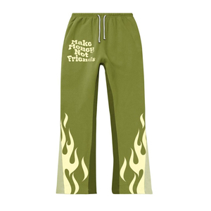 Men Custom Two Piece Hooded Sweat Pant Sets French Terry Cotton Oversize 3D Puff <b>Print</b> No String <b>Hoodie</b> Flare Pant Set - Product Image 3