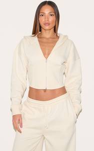 Unique Design Ivory Drop Shoulder <b>Women's</b> Tall <b>Corset</b> Seam Detail Hoodie Anti-Wrinkle And Breathable Hoodies <b>Women</b> Zip Up Hoodie - Product Image 2