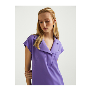 Vestido Midi con Cuello en V Amplio para Mujer, con Mangas hasta el Codo, Casual, Ecológico y Transpirable para el Trabajo - Product Image 6