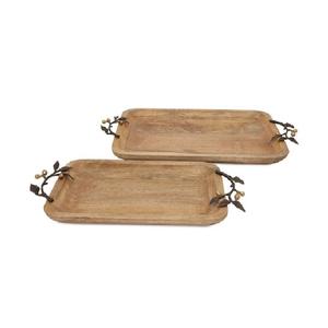 Plateau de service rond en bois avec poignée design pour hôtels et restaurants, idéal pour les plats et desserts - Product Image 4